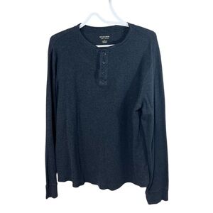 Sonoma Lifestyle Men’s Large Waffle Knit Thermal Henley Long Sleeve Shirt Grey